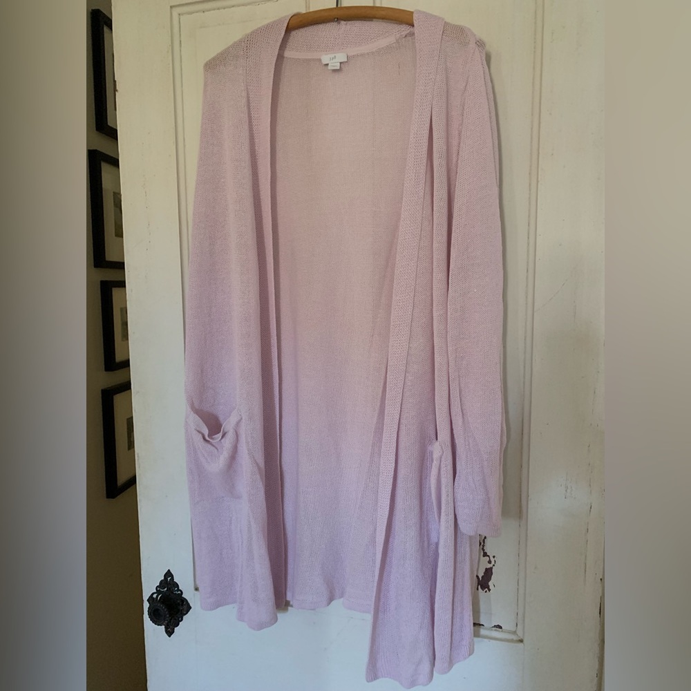 J Jill Light Pink Linen Cardigan